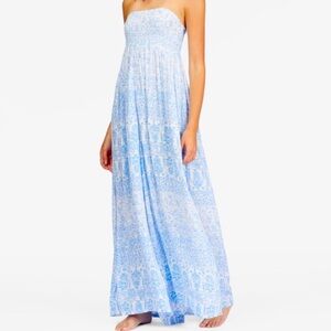 Billabong Blue and White Paisley Jumpsuit